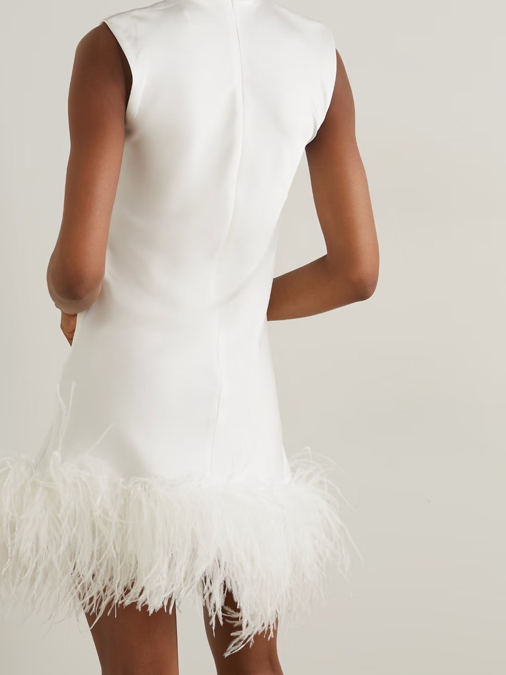 🆕 16ARLINGTON Umiko Feather Trim Mini Dress in Ivory Sz 10 US - Picture 2 of 9